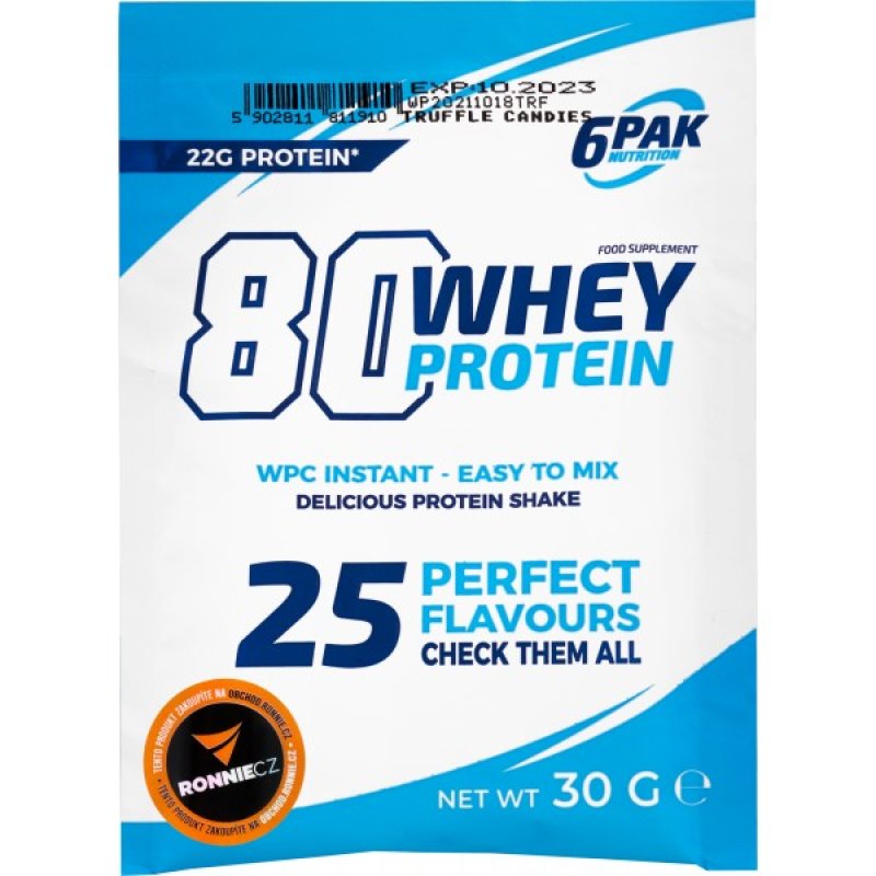 6Pak Nutrition Whey Protein 80 - 30 g, hruška-karamel
