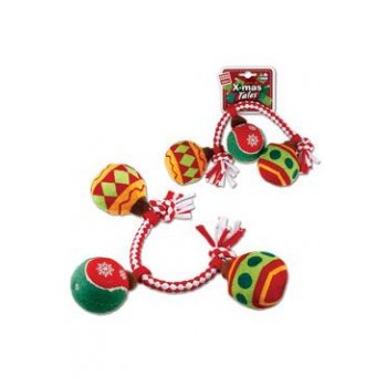 GiGwi vánoční lano s míčky 32 cm