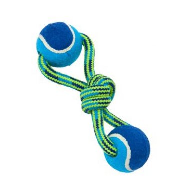 Kruuse Hračka pes BUSTER Smyčka s tenisáky Double modr/z 18 cm