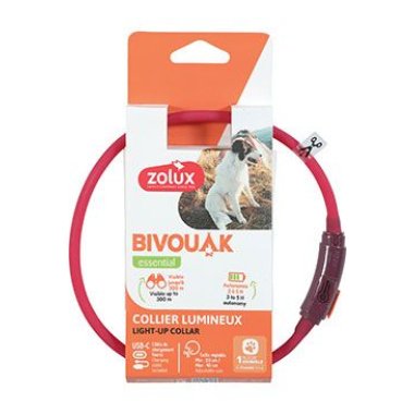 Zolux Obojek LED malý BIVOUAK 20-40cm USB červená