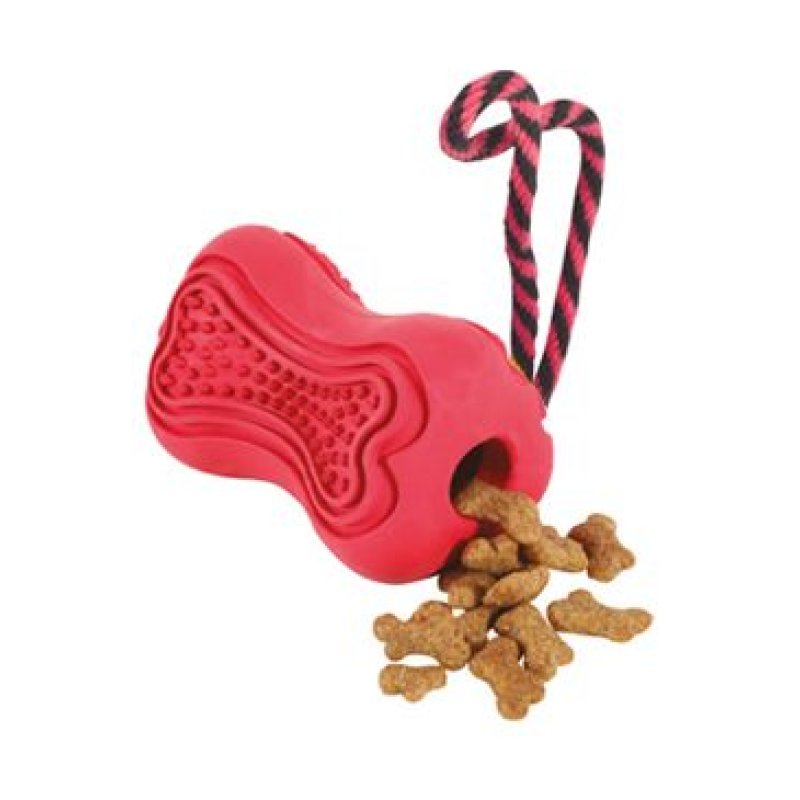 Zolux Titan gumová kost s lanem červená S