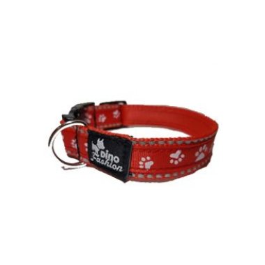 Obojek DINOFASHION reflexní červený 45/2,5cm tlapky