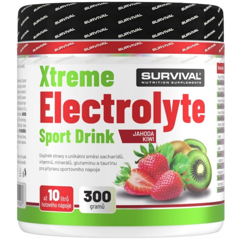 Survival Xtreme Electrolyte Sport Drink - 300 g, jahoda-kiwi