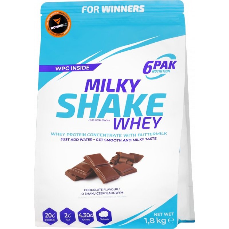 6Pak Nutrition Milky Shake Whey - 1800 g, čokoláda