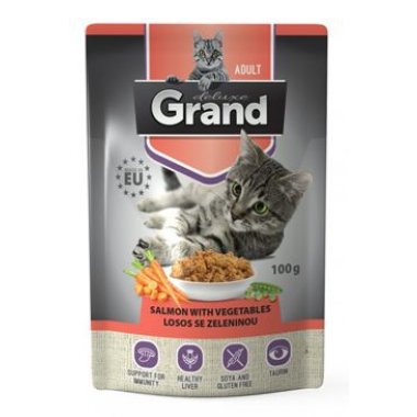 GRAND kaps. kočka deluxe 100% losos se zel. 100g