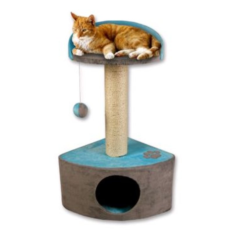 Škrabadlo Riggoletto II mint/šedá s bambulkou 35 x 35 x 75 cm