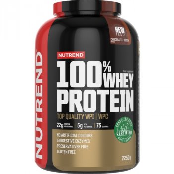 Nutrend 100 % Whey Protein - 2250 g, bílá čoko-kokos