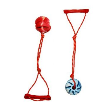 SUM-PLAST Míč aport. Spirál. na šňůrce Vanil. 7 cm