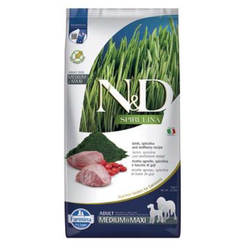 N&D SPIRULINA DOG Adult M/L Lamb & Wolfberry 7 kg