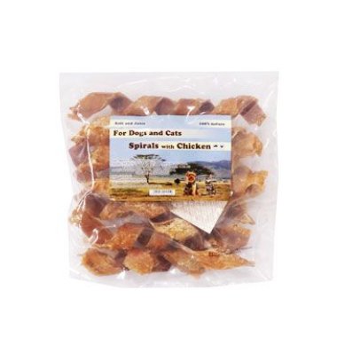 Pochoutka Spirály 15cm z vepřové kůže s kuřecím 10ks
