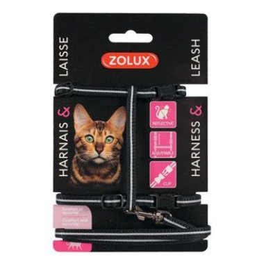 Zolux Postroj kočka s vodítkem 1,2 m černý