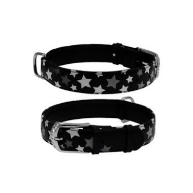 Obojek kožený Stars černý (38-49cm/2,5cm)