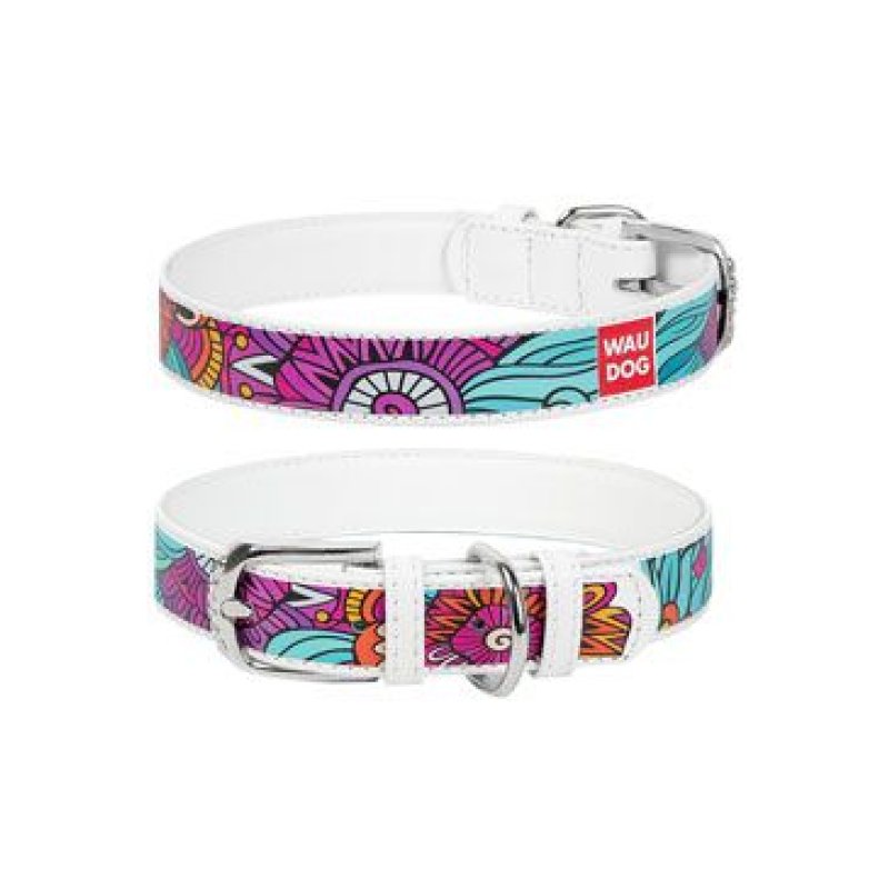 Obojek kožený Summer bílý (30-39cm/2cm)