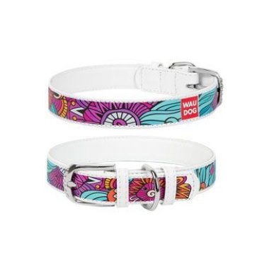 Obojek kožený Summer bílý (46-60cm/3,5cm)