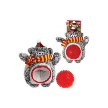 GiGwi vánoční méďa s ježatým míčkem, 24 cm