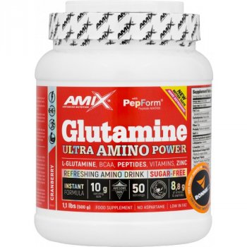 Amix Glutamine & Ultra Amino Power - 500 g, brusinka