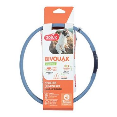 Zolux Obojek LED velký BIVOUAK 30-60cm USB modrá