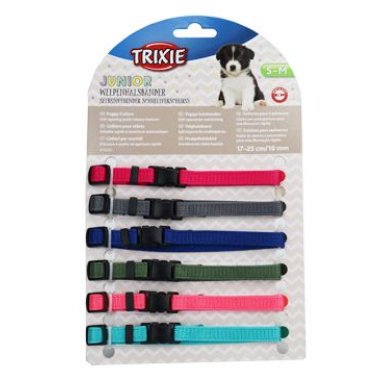 Trixie obojek nylon pro štěňata rozl. malina-tyrkys S-M 6 ks