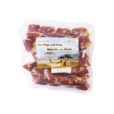 Pochoutka Spirály 15cm z vepřové kůže s kachním 10ks