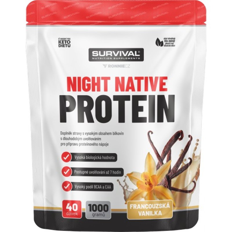Survival Night Native Protein - 1000 g, francouzská vanilka