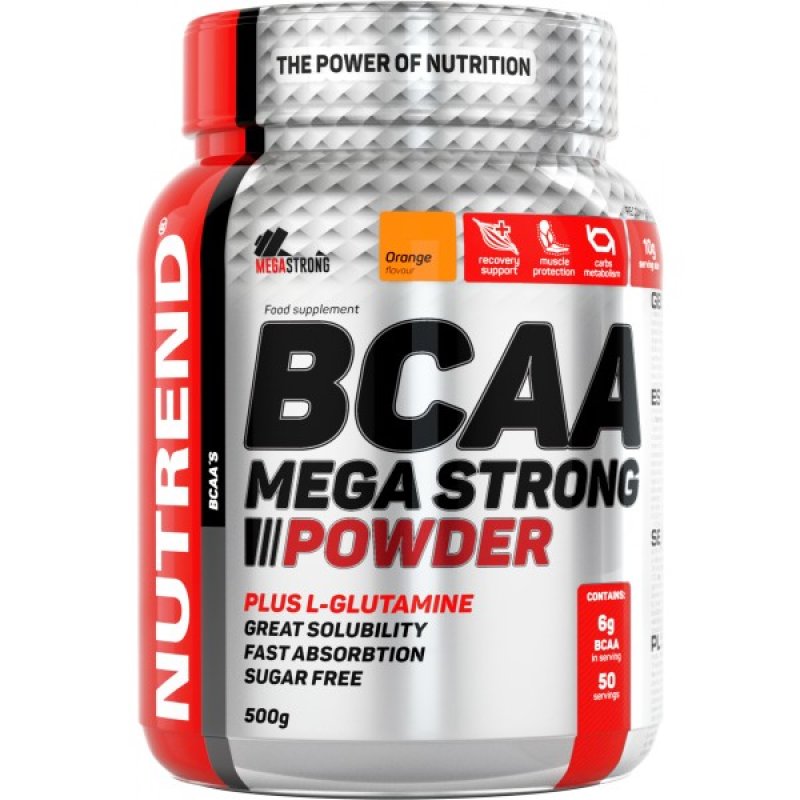 Nutrend BCAA Mega Strong Powder - 500 g, pomeranč