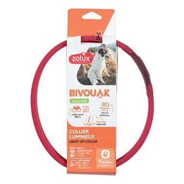 Zolux Obojek LED velký BIVOUAK 30-60cm USB červená